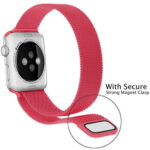 For Apple Watch Series 7 45mm / 6 & SE & 5 & 4 44mm / 3 & 2 & 1 42mm Milanese Loop Magnetic Stainless Steel Watch Band(Bright Pink)