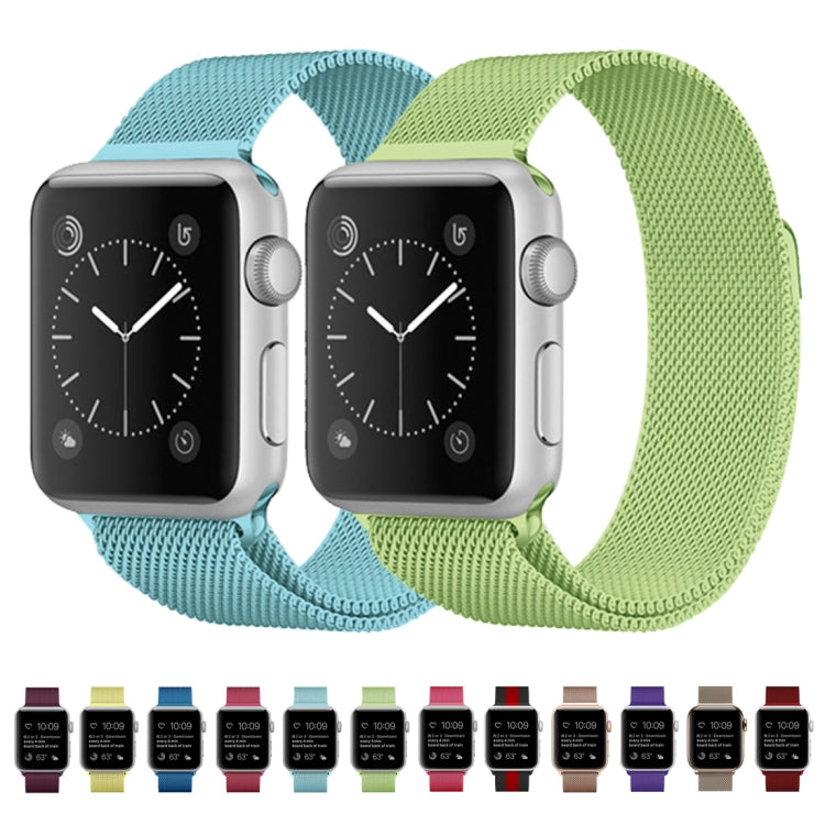 For Apple Watch Series 7 45mm / 6 & SE & 5 & 4 44mm / 3 & 2 & 1 42mm Milanese Loop Magnetic Stainless Steel Watch Band(Turquoise)