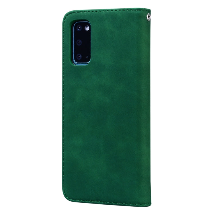 For Samsung Galaxy S20 Frosted Business Magnetic Horizontal Flip PU Leather Case with Holder & Card Slot & Lanyard(Green)