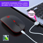 HXSJ T18 2.4GHZ 1600dpi Dual-mode Light-emitting Wireless Mouse USB + Bluetooth 5.1 Rechargeable