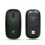 HXSJ T18 2.4GHZ 1600dpi Dual-mode Light-emitting Wireless Mouse USB + Bluetooth 5.1 Rechargeable