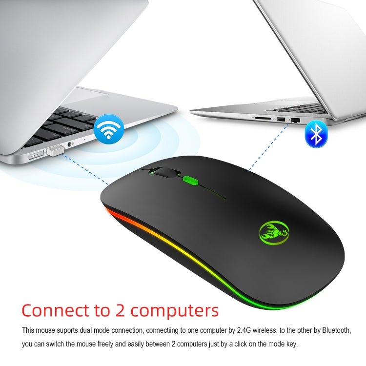 HXSJ T18 2.4GHZ 1600dpi Dual-mode Light-emitting Wireless Mouse USB + Bluetooth 5.1 Rechargeable