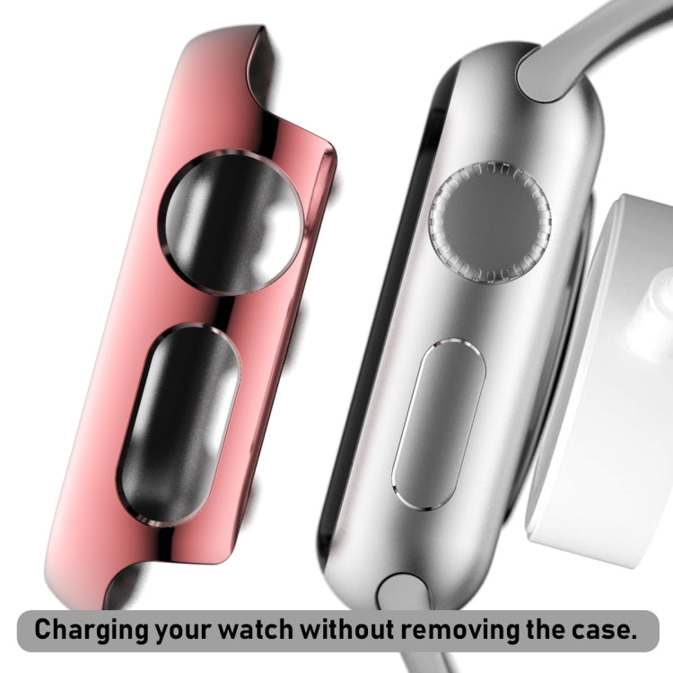 For Apple Watch Series 3 & 2 & 1 38mm Full Coverage Plating Glass Case(Pink)