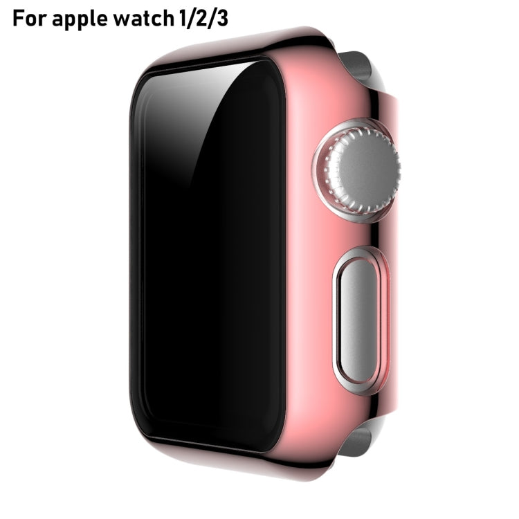 For Apple Watch Series 3 & 2 & 1 38mm Full Coverage Plating Glass Case(Pink)