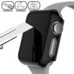 For Apple Watch Series 3 & 2 & 1 38mm Full Coverage Plating Glass Case(Black)