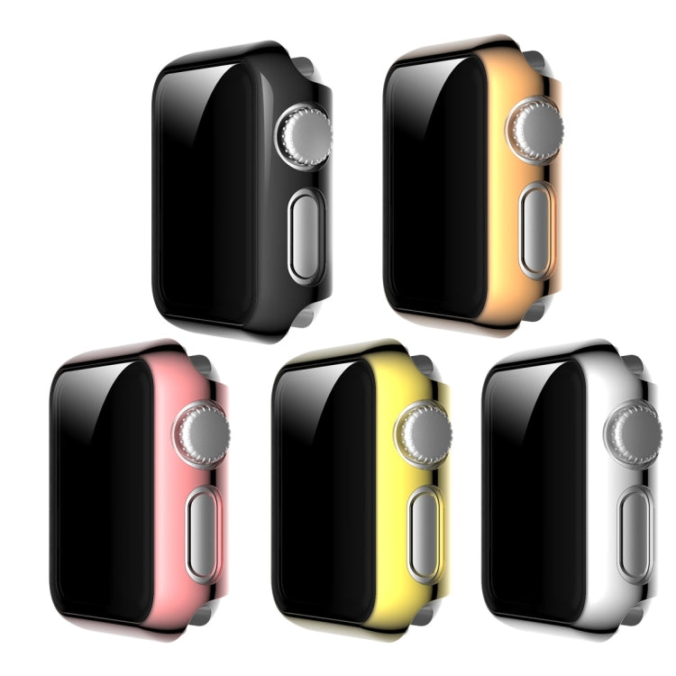 For Apple Watch Series 3 & 2 & 1 38mm Full Coverage Plating Glass Case(Black)