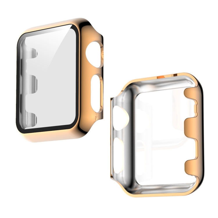 For Apple Watch Series 3 & 2 & 1 38mm Full Coverage Plating Glass Case(Rose Gold)