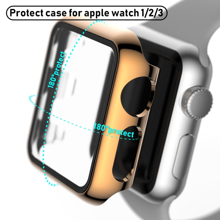 For Apple Watch Series 3 & 2 & 1 38mm Full Coverage Plating Glass Case(Rose Gold)