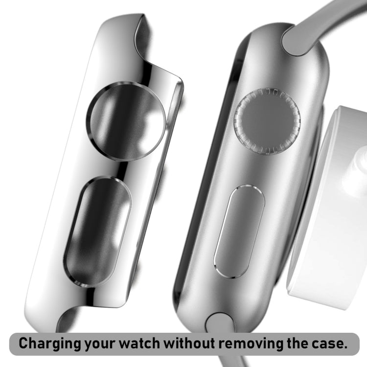 For Apple Watch Series 3 & 2 & 1 38mm Full Coverage Plating Glass Case(Silver)