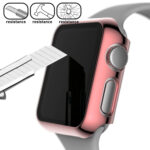 For Apple Watch Series 3 & 2 & 1 42mm Full Coverage Plating Glass Case(Pink)