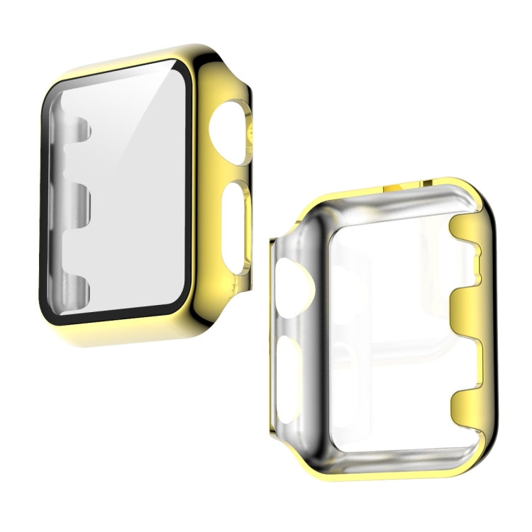 For Apple Watch Series 3 & 2 & 1 42mm Full Coverage Plating Glass Case(Gold)