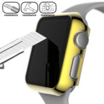 For Apple Watch Series 3 & 2 & 1 42mm Full Coverage Plating Glass Case(Gold)