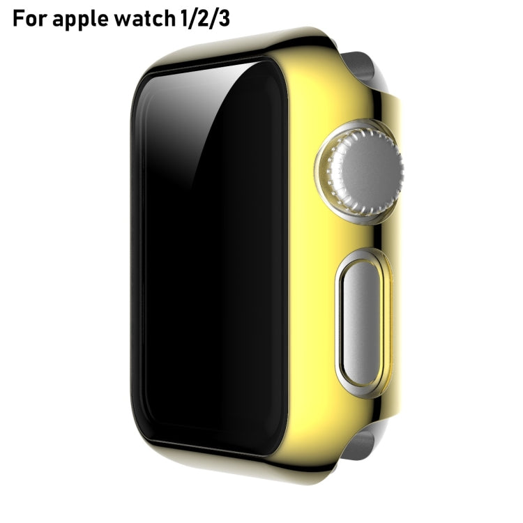 For Apple Watch Series 3 & 2 & 1 42mm Full Coverage Plating Glass Case(Gold)