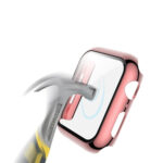 For Apple Watch Series 3 & 2 & 1 38mm Electroplated PC Case + Tempered Film Integrated Protective Cover(Pink)