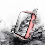 For Apple Watch Series 3 & 2 & 1 38mm Electroplated PC Case + Tempered Film Integrated Protective Cover(Pink)