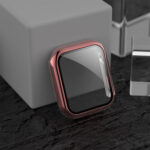 For Apple Watch Series 3 & 2 & 1 38mm Electroplated PC Case + Tempered Film Integrated Protective Cover(Pink)