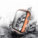 For Apple Watch Series 3 & 2 & 1 38mm Electroplated PC Case + Tempered Film Integrated Protective Cover(Rose Gold)