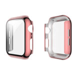 For Apple Watch Series 5 & 4 40mm Electroplated PC Case + Tempered Film Integrated Protective Cover(Pink)