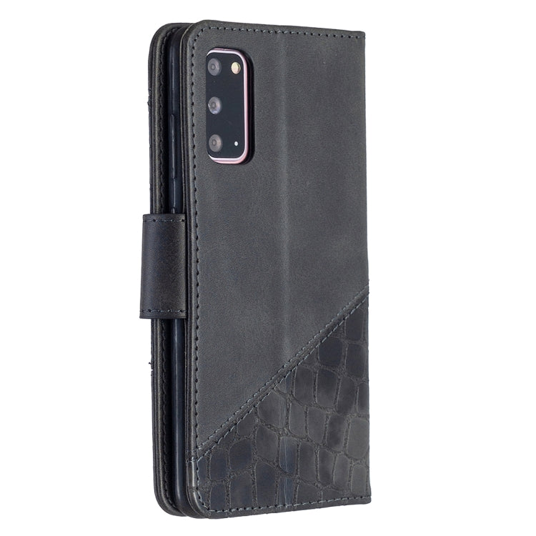 For Samsung Galaxy S20 Matching Color Crocodile Texture Horizontal Flip PU Leather Case with Wallet & Holder & Card Slots(Black)