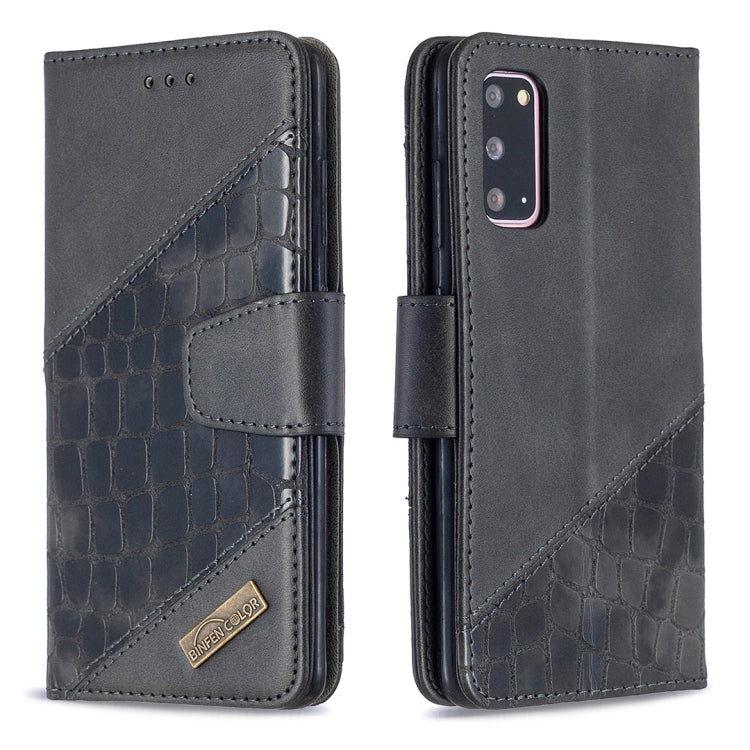 For Samsung Galaxy S20 Matching Color Crocodile Texture Horizontal Flip PU Leather Case with Wallet & Holder & Card Slots(Black)