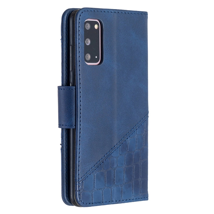 For Samsung Galaxy S20 Matching Color Crocodile Texture Horizontal Flip PU Leather Case with Wallet & Holder & Card Slots(Blue)