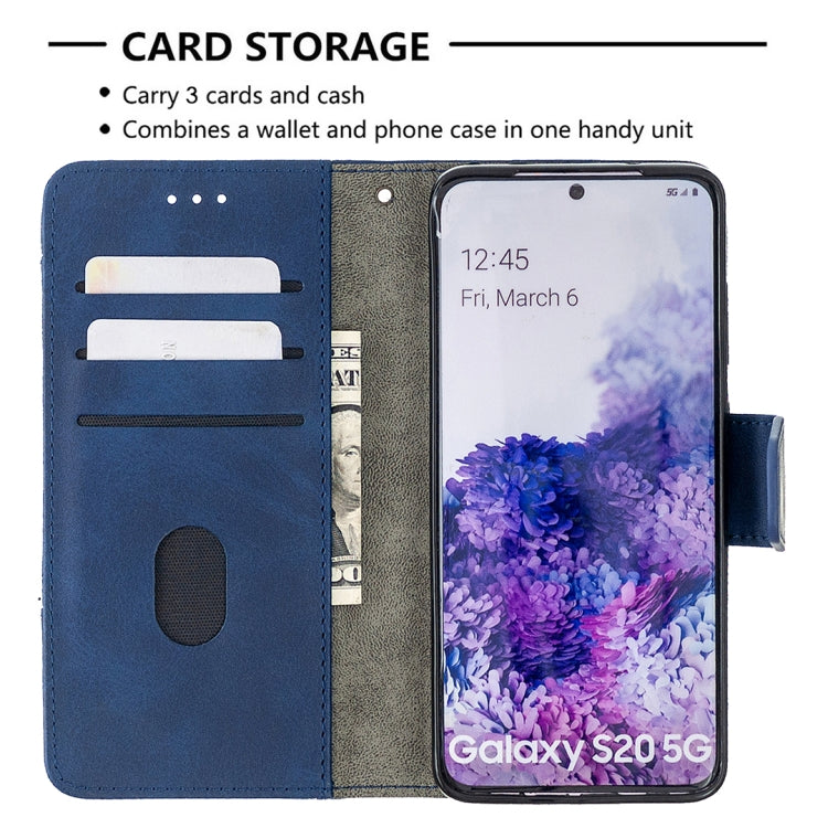 For Samsung Galaxy S20 Matching Color Crocodile Texture Horizontal Flip PU Leather Case with Wallet & Holder & Card Slots(Blue)