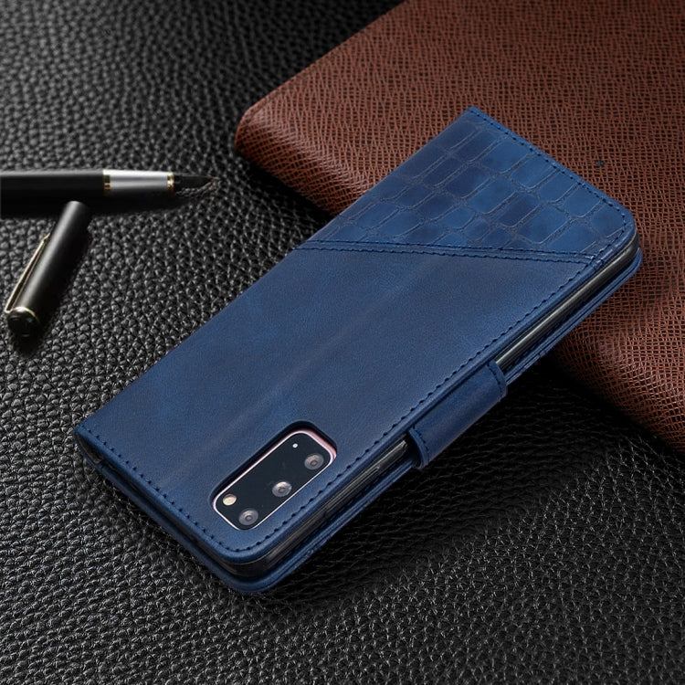 For Samsung Galaxy S20 Matching Color Crocodile Texture Horizontal Flip PU Leather Case with Wallet & Holder & Card Slots(Blue)