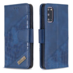 For Samsung Galaxy S20 Matching Color Crocodile Texture Horizontal Flip PU Leather Case with Wallet & Holder & Card Slots(Blue)