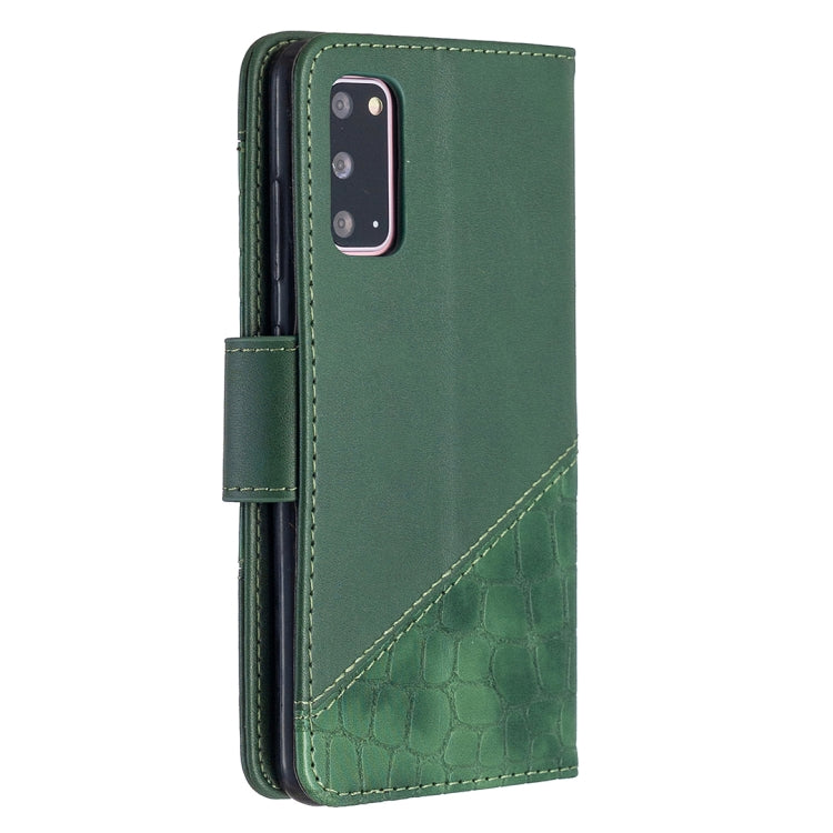 For Samsung Galaxy S20 Matching Color Crocodile Texture Horizontal Flip PU Leather Case with Wallet & Holder & Card Slots(Green)