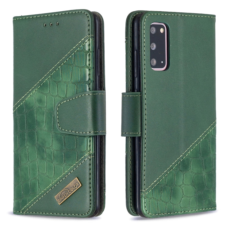 For Samsung Galaxy S20 Matching Color Crocodile Texture Horizontal Flip PU Leather Case with Wallet & Holder & Card Slots(Green)