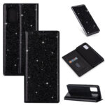 For Samsung Galaxy S20 Ultrathin Glitter Magnetic Horizontal Flip Leather Case with Holder & Card Slots(Black)