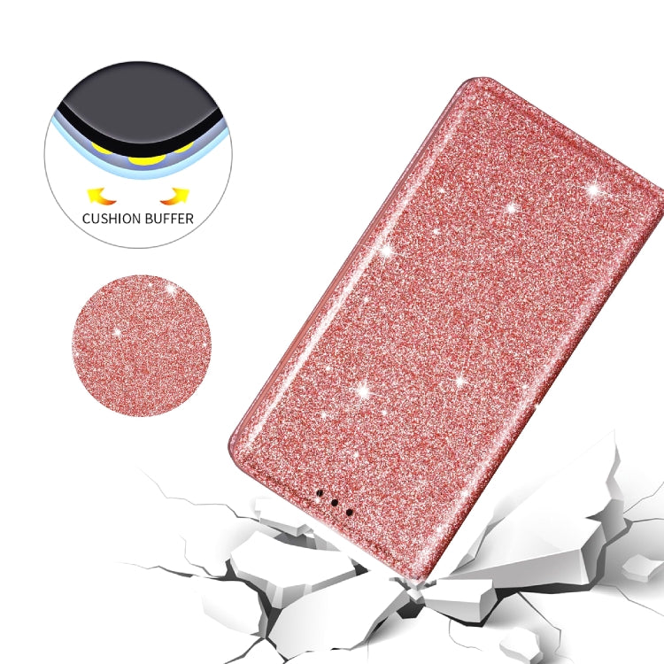 For Samsung Galaxy S20 Ultrathin Glitter Magnetic Horizontal Flip Leather Case with Holder & Card Slots(Rose Gold)