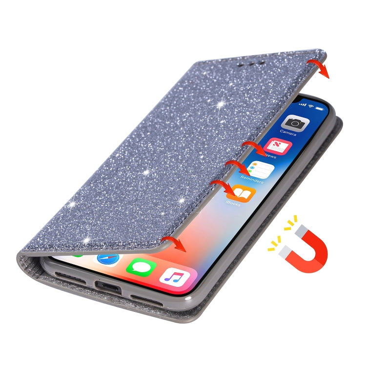 For Samsung Galaxy S20 Ultrathin Glitter Magnetic Horizontal Flip Leather Case with Holder & Card Slots(Gray)