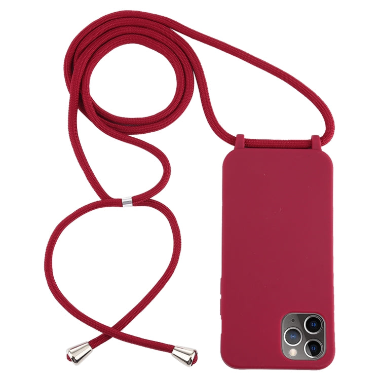 For iPhone 12 / 12 Pro Candy Colors TPU Protective Case with Lanyard(Red)