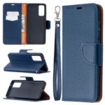 For Samsung Galaxy S20 FE 5G / S20 Lite Litchi Texture Pure Color Horizontal Flip PU Leather Case with Holder & Card Slots & Wallet & Lanyard(Dark Blue)