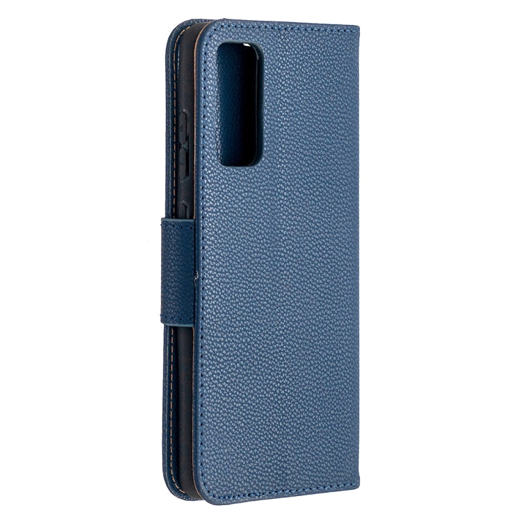 For Samsung Galaxy S20 FE 5G / S20 Lite Litchi Texture Pure Color Horizontal Flip PU Leather Case with Holder & Card Slots & Wallet & Lanyard(Dark Blue)