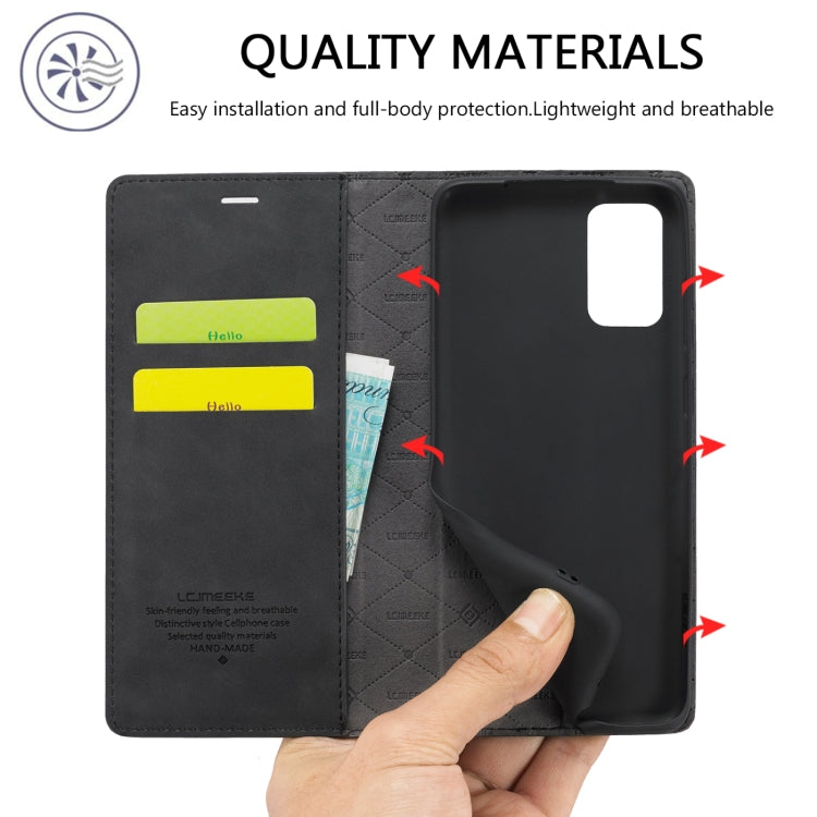 For Samsung Galaxy S20 LC.IMEEKE Strong Magnetism Ultra-thin Horizontal Flip Shockproof Matte TPU + PU Leather Case with Holder & Card Slots & Wallet(Black)