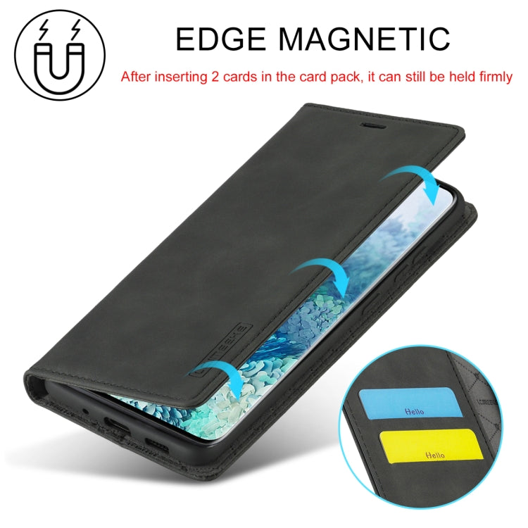 For Samsung Galaxy S20 LC.IMEEKE Strong Magnetism Ultra-thin Horizontal Flip Shockproof Matte TPU + PU Leather Case with Holder & Card Slots & Wallet(Black)