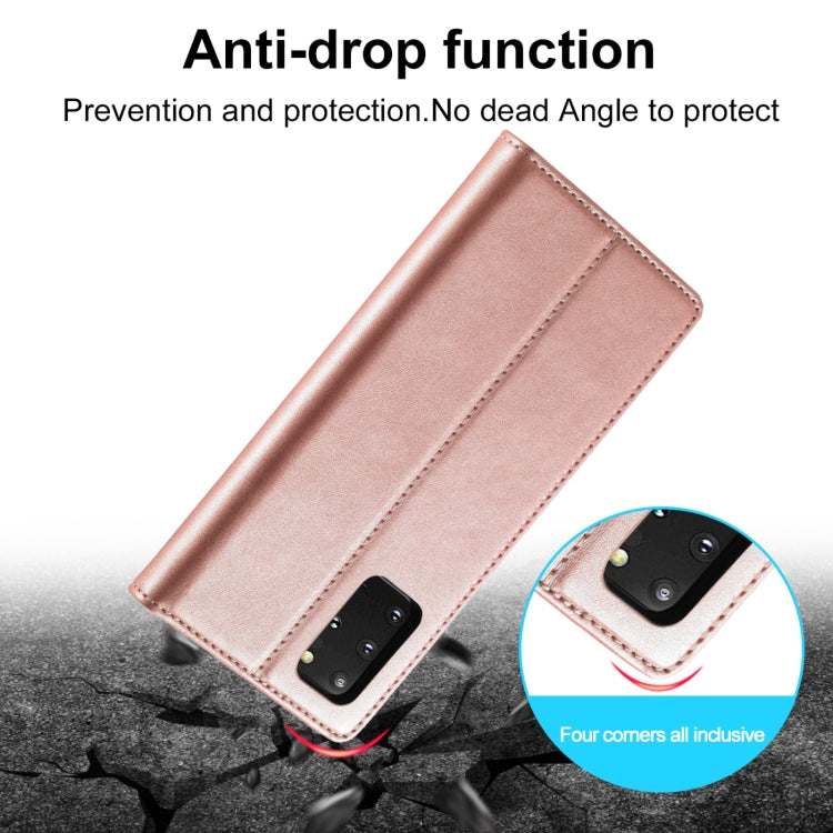 For Samsung Galaxy S20 LC.IMEEKE Strong Magnetism Ultra-thin Horizontal Flip Shockproof Matte TPU + PU Leather Case with Holder & Card Slots & Wallet(Rose Gold)