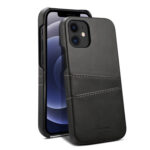 For iPhone 12 / 12 Pro Calf Texture Back Cover Protective Case with Card Slots(Black)