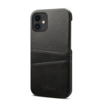 For iPhone 12 / 12 Pro Calf Texture Back Cover Protective Case with Card Slots(Black)