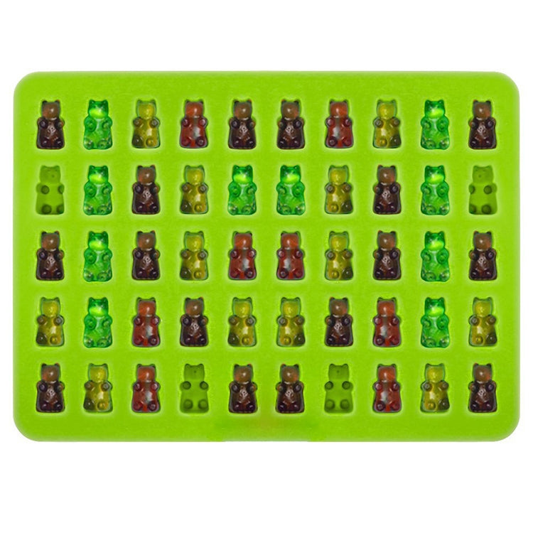 2 PCS 50 Holes Small Bear Chocolate Tray Silicone Mold Cookie Mold Candy Mold, Random Color Delivery, Size: 19*13.7*1cm