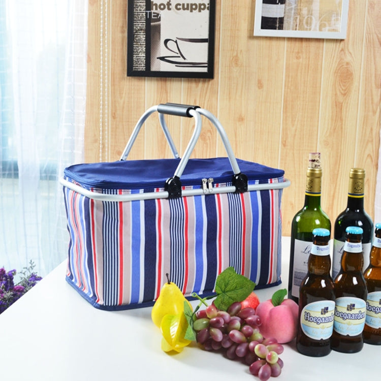 32L Outdoor Picnic Fold Oxford Cloth Pattern Handbag Lunch Insulated Bag Storage Basket