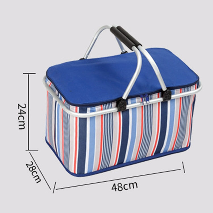 32L Outdoor Picnic Fold Oxford Cloth Pattern Handbag Lunch Insulated Bag Storage Basket