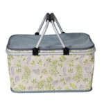 32L Outdoor Picnic Fold Oxford Cloth Pattern Handbag Lunch Insulated Bag Storage Basket