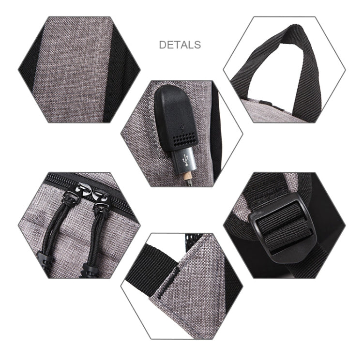 Universal Multi-Function Oxford Cloth Laptop Shoulders Bag Backpack with External USB Charging Port, Size: 46x32x12cm, For 15.6 inch and Below Macbook, Samsung, Lenovo, Sony, DELL Alienware, CHUWI, ASUS, HP(Grey)