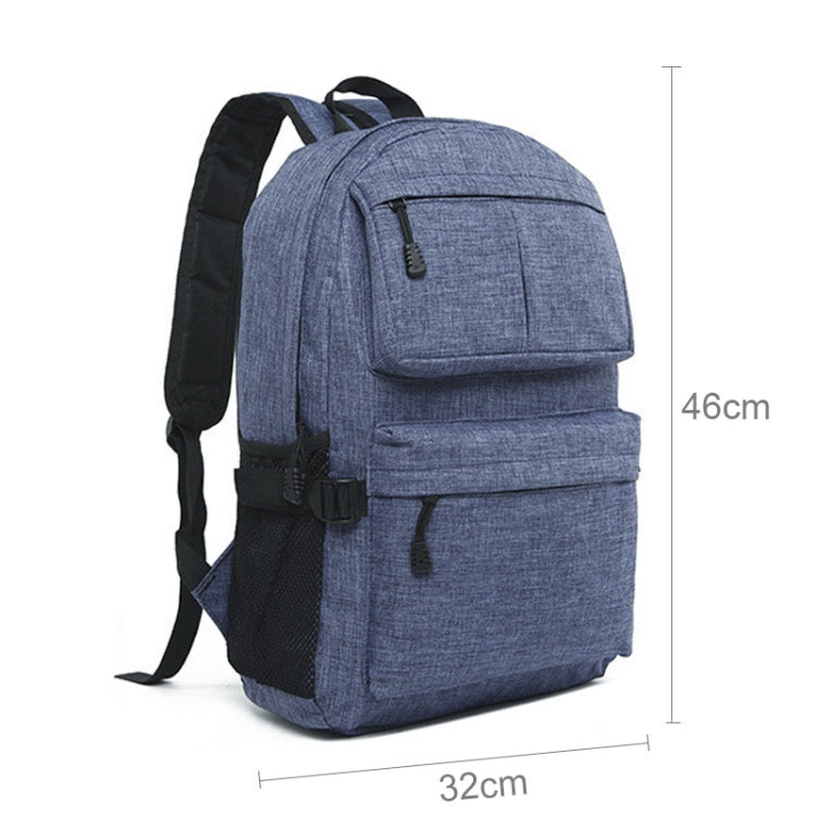 Universal Multi-Function Oxford Cloth Laptop Shoulders Bag Backpack with External USB Charging Port, Size: 46x32x12cm, For 15.6 inch and Below Macbook, Samsung, Lenovo, Sony, DELL Alienware, CHUWI, ASUS, HP(Blue)