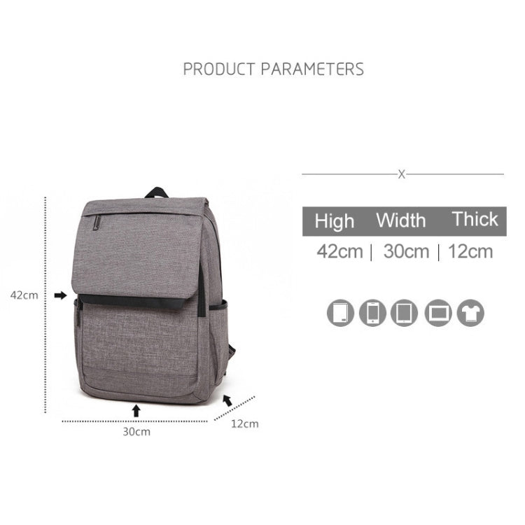 Universal Multi-Function Canvas Laptop Computer Shoulders Bag Leisurely Backpack Students Bag, Size: 42x30x12cm, For 15.6 inch and Below Macbook, Samsung, Lenovo, Sony, DELL Alienware, CHUWI, ASUS, HP(Light Grey)