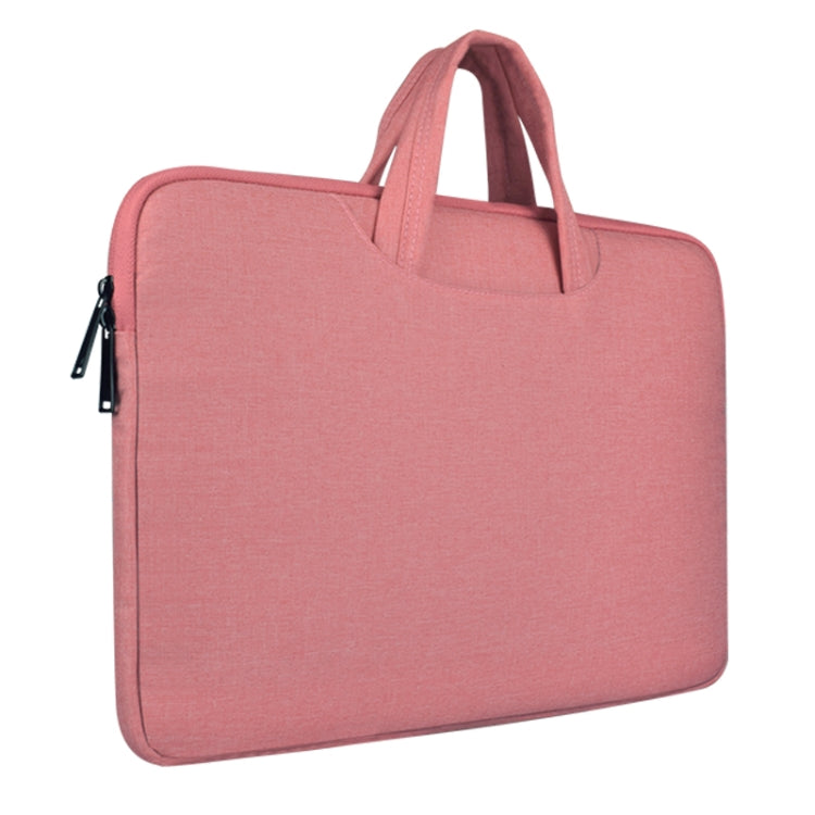 Breathable Wear-resistant Shoulder Handheld Zipper Laptop Bag, For 12 inch and Below Macbook, Samsung, Lenovo, Sony, DELL Alienware, CHUWI, ASUS, HP(Pink)