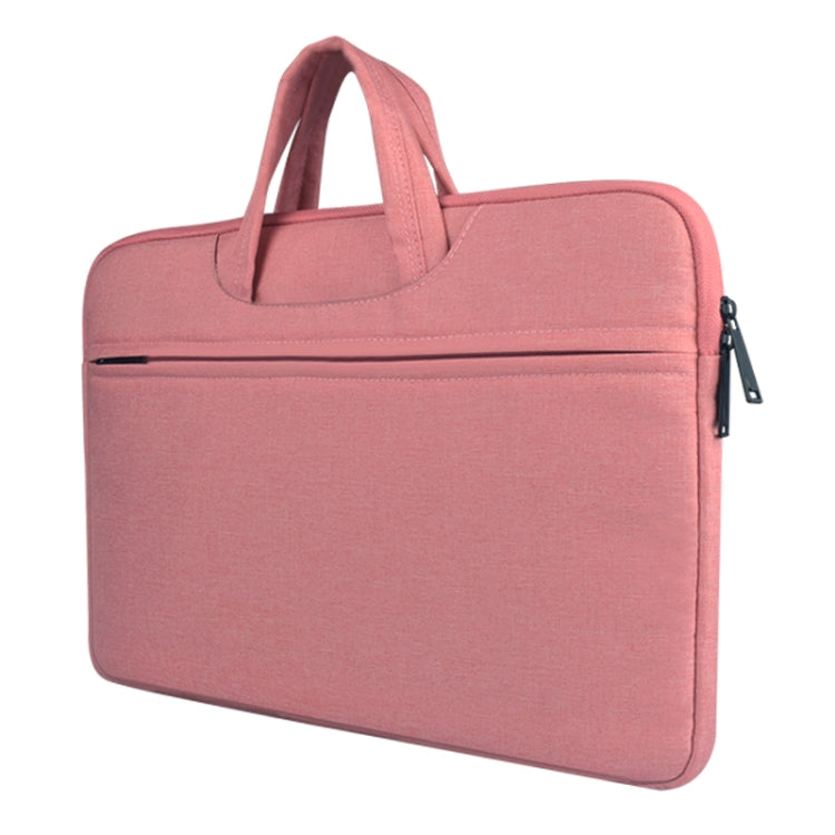 Breathable Wear-resistant Shoulder Handheld Zipper Laptop Bag, For 12 inch and Below Macbook, Samsung, Lenovo, Sony, DELL Alienware, CHUWI, ASUS, HP(Pink)